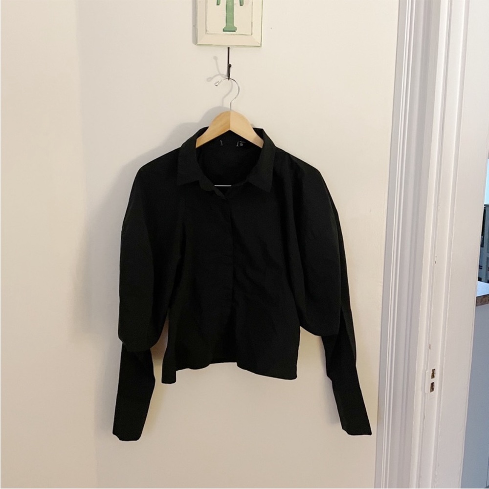 Zara black long sleeve blouse